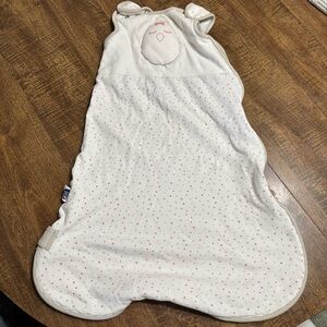 Nested Bean White and Pink baby sleep sack